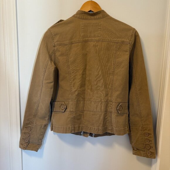 Roots Cargo Military Button Up Lightweight Jacket 90s Brown Size M - Picture 9 of 10